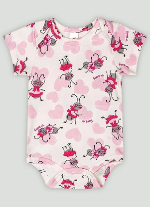 Body Manga Curta Bebê Menina Up Baby Branco - UP BABY