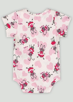 Body Manga Curta Bebê Menina Up Baby Branco - UP BABY