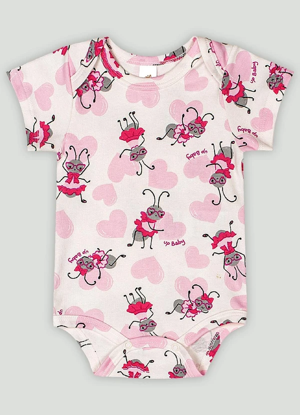 Up Baby - Body Manga Curta Bebê Menina Up Baby Branco