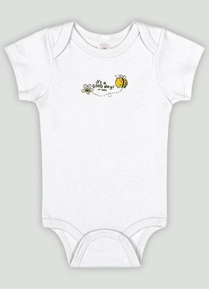 Up Baby - Body Manga Curta Bebê Menina Branco - UP BABY