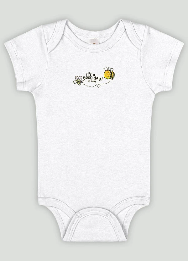 Up Baby - Body Manga Curta Bebê Menina Branco