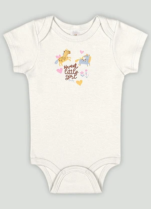 Body Manga Curta Bebê Menina Up Baby Branco - UP BABY