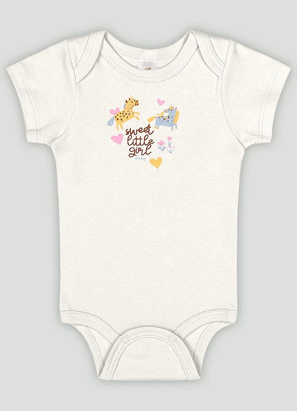 Up Baby - Body Manga Curta Bebê Menina Up Baby Branco