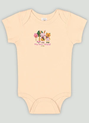 Up Baby - Body Manga Curta Bebê Menina Laranja - UP BABY