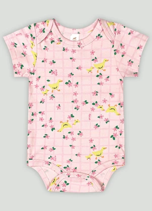 Up Baby - Body Manga Curta Bebê Menina Rosa - UP BABY