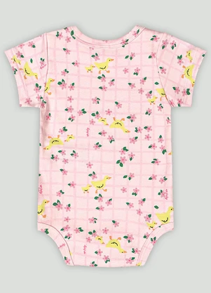 Up Baby - Body Manga Curta Bebê Menina Rosa - UP BABY