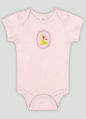 Body Manga Curta Bebê Menina Up Baby Rosa - UP BABY