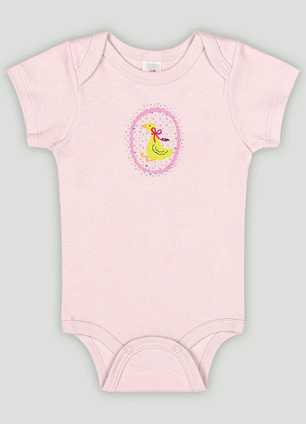 Up Baby - Body Manga Curta Bebê Menina Up Baby Rosa