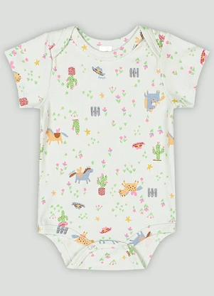 Body Manga Curta Bebê Menina Up Baby Verde - UP BABY