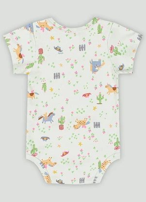 Body Manga Curta Bebê Menina Up Baby Verde - UP BABY