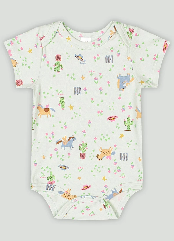 Up Baby - Body Manga Curta Bebê Menina Up Baby Verde