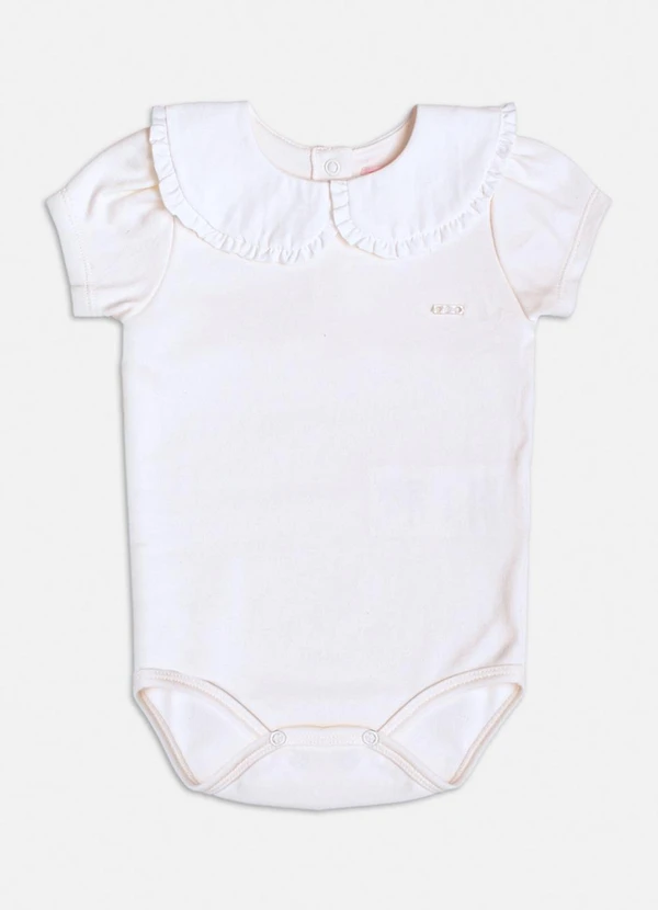 Momi - Body Manga Curta com Babados na Gola Branco