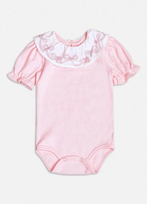 Momi - Body Manga Curta com Gola de Babado Rosa - MOMI