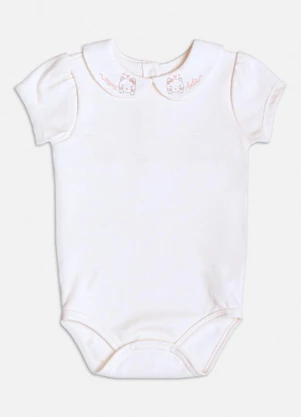 Momi - Body Manga Curta com Gola Gatinho Branco - MOMI