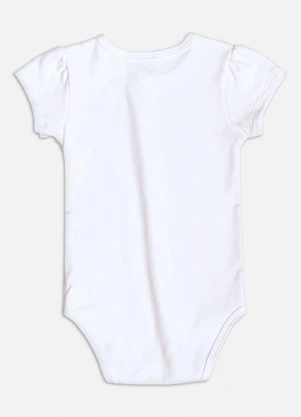 Momi - Body Manga Curta com Ursinho Glam Branco - MOMI