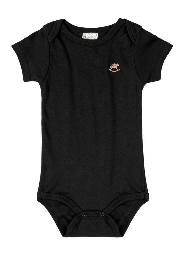 Up Baby - Body Manga Curta Suedine Preto