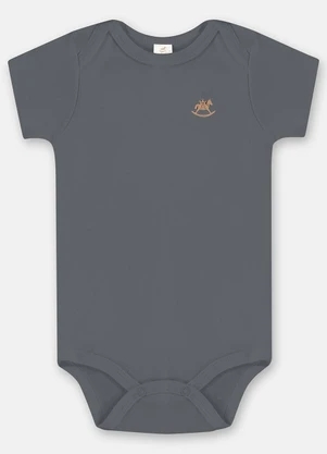 Up Baby - Body Manga Curta Unissex Bebê Cinza - UP BABY