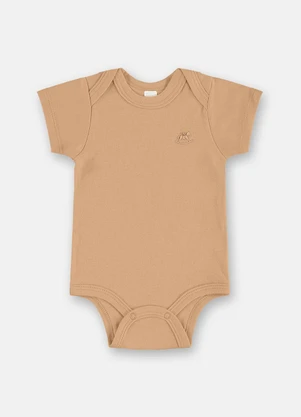 Up Baby - Body Manga Curta Unissex para Bebê Bege - UP BABY