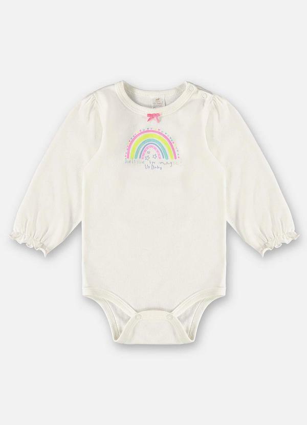 Up Baby - Body Manga Longa Bebê Menina Off White