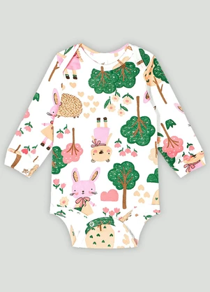 Up Baby - Body Manga Longa Bebê Menina Branco - UP BABY