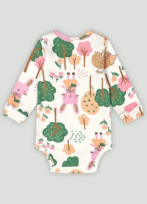 Up Baby - Body Manga Longa Bebê Menina Branco - UP BABY