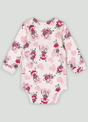 Up Baby - Body Manga Longa Bebê Menina Branco - UP BABY