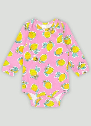 Up Baby - Body Manga Longa Bebê Menina Rosa - UP BABY