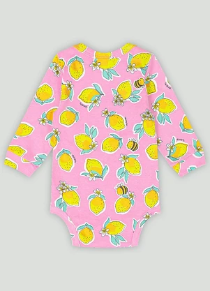 Up Baby - Body Manga Longa Bebê Menina Rosa - UP BABY