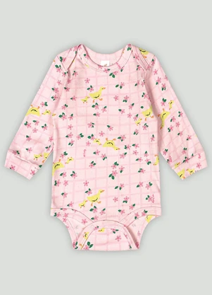 Body Manga Longa Bebê Menina Up Baby Rosa - UP BABY
