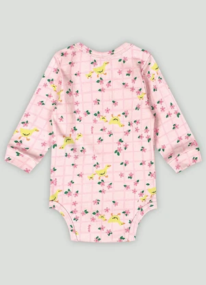 Body Manga Longa Bebê Menina Up Baby Rosa - UP BABY