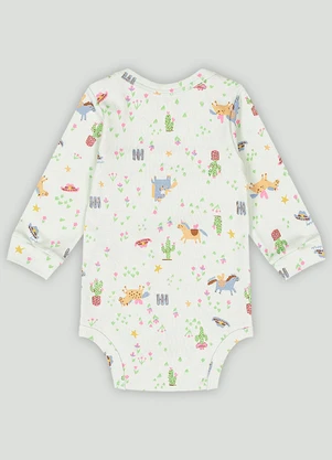 Body Manga Longa Bebê Menina Up Baby Verde - UP BABY