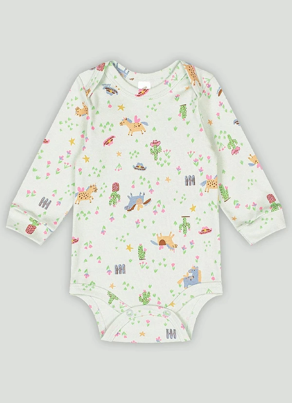 Up Baby - Body Manga Longa Bebê Menina Up Baby Verde