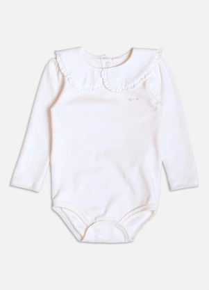 Momi - Body Manga Longa com Babados na Gola Branco - MOMI