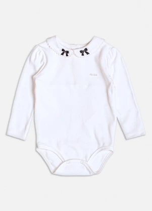 Momi - Body Manga Longa com Lacinhos na Gola Off White - MOMI