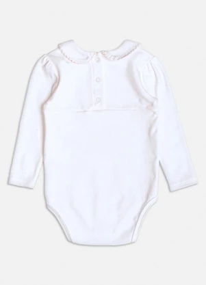 Momi - Body Manga Longa com Lacinhos na Gola Off White - MOMI