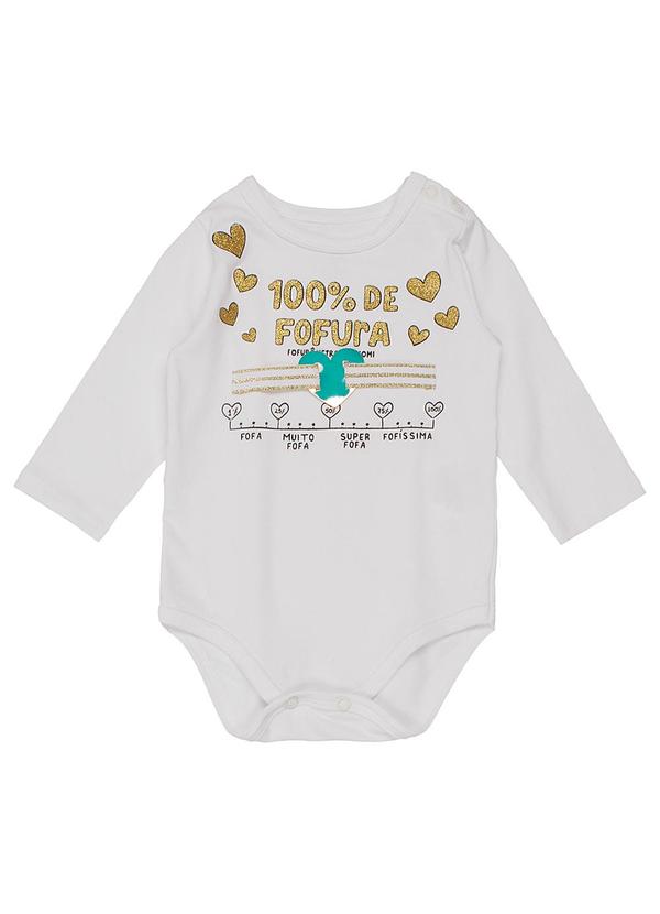 Momi - Body Manga Longa Estampa Fofurômetro Branco