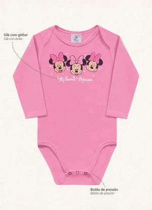 Fakini Kids - Body Manga Longa Minnie Rosa - FAKINI KIDS