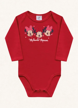 Fakini Kids - Body Manga Longa Minnie Vermelho - FAKINI KIDS