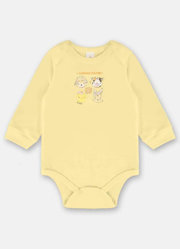 Up Baby - Body Manga Longa Strass Bebê Amarelo