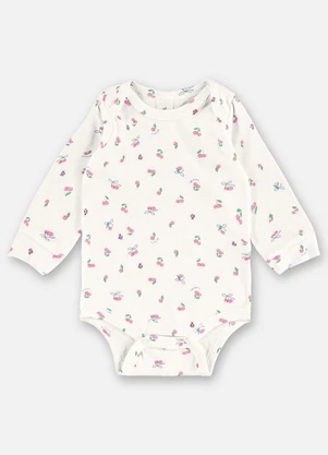Up Baby - Body Manga Longa Suedine Bebê Bege - UP BABY
