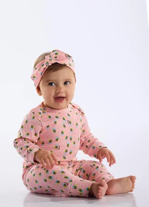 Up Baby - Body Manga Longa Suedine Bebê Rosa - UP BABY
