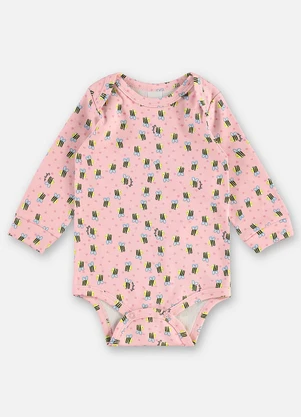 Up Baby - Body Manga Longa Suedine Bebê Rosa - UP BABY