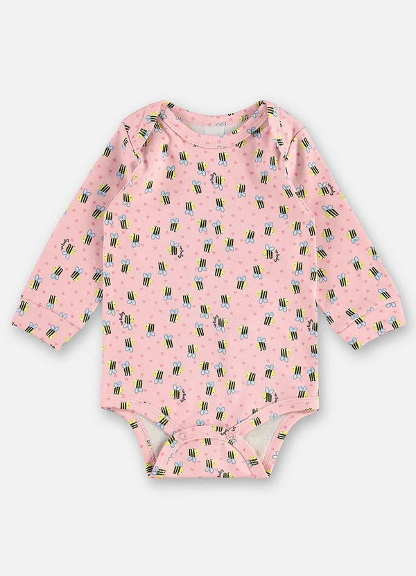 Up Baby - Body Manga Longa Suedine Bebê Rosa 2