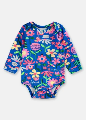 Up Baby - Body Manga Longa Suedine Essentials Azul - UP BABY