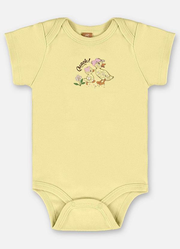 Up Baby - Body para Bebê Menina em Suedine Amarelo