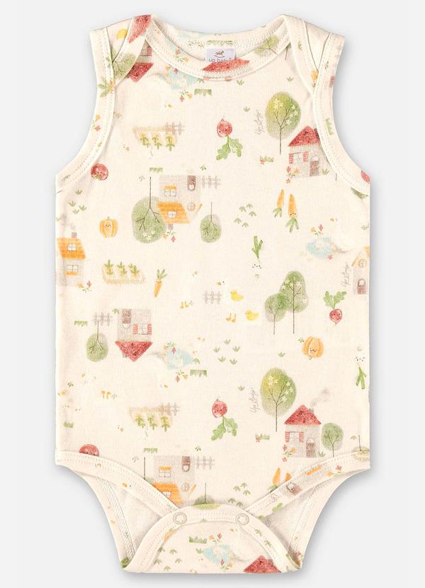 Up Baby - Body para Bebê Menina em Suedine Bege