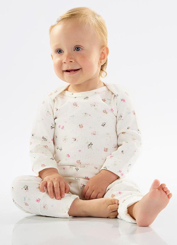 Up Baby - Body para Bebê Menina em Suedine Bege