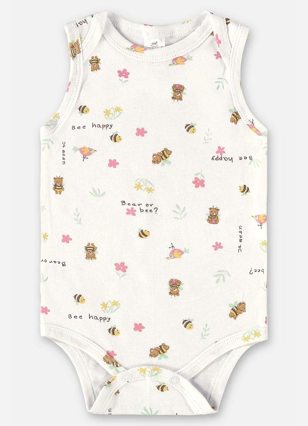 Up Baby - Body para Bebê Menina em Suedine Branco
