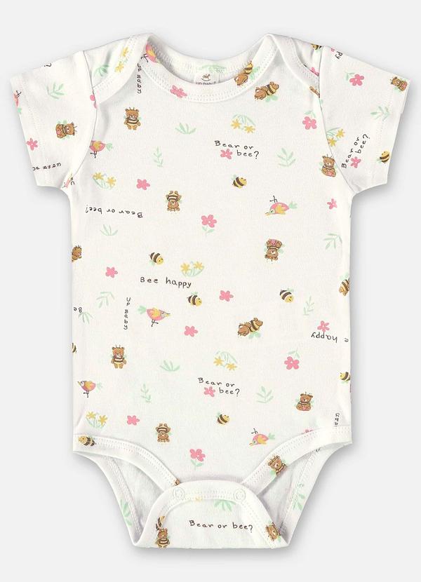 Up Baby - Body para Bebê Menina em Suedine Branco