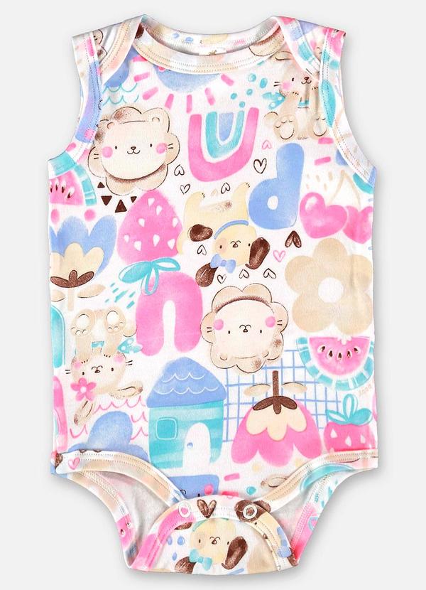 Up Baby - Body para Bebê Menina em Suedine Branco